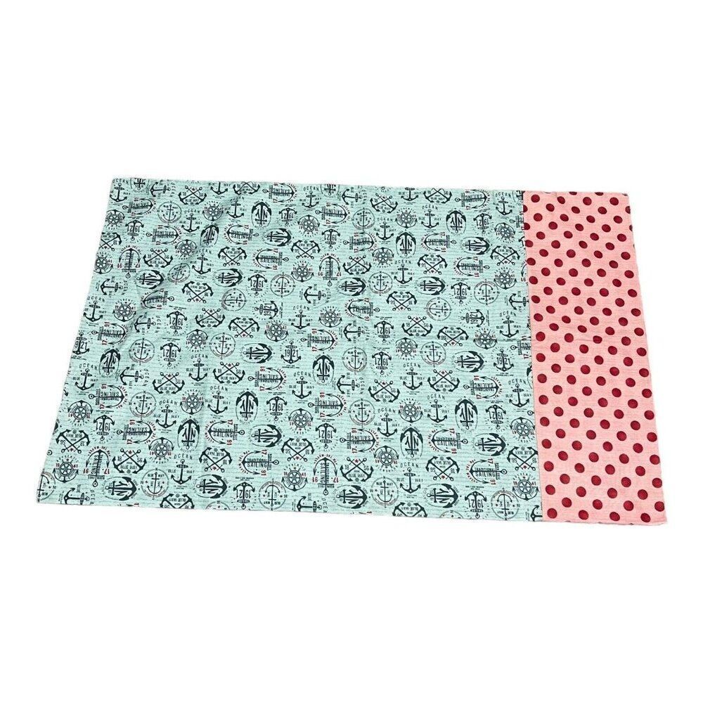 Homemade Anchor And Polka Dot Print Pillowcase Standard Nautical Beach 33x21
